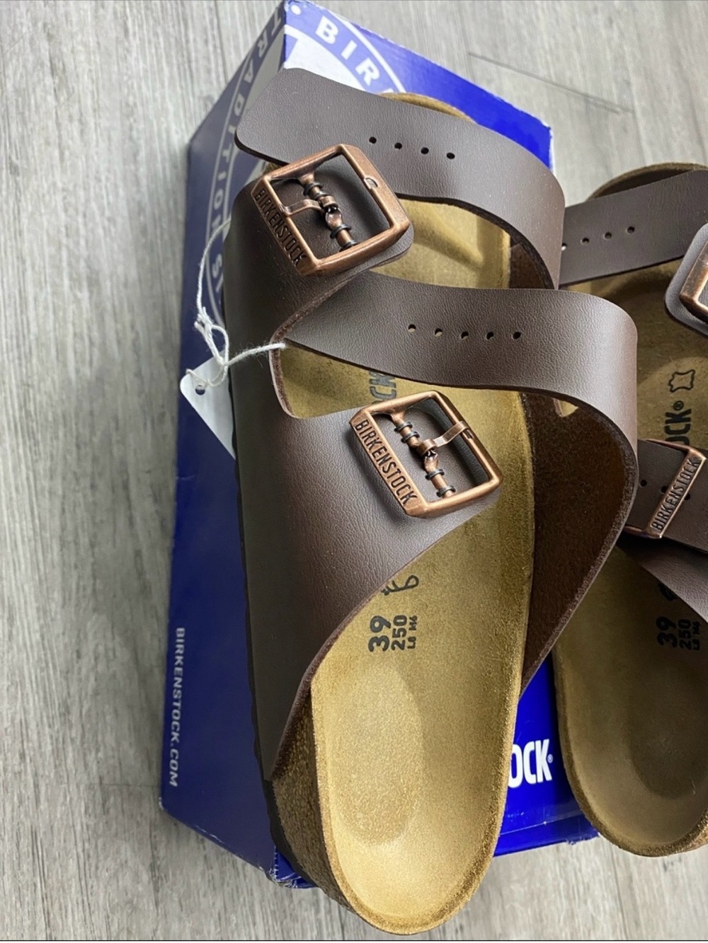 Birkenstock 🔥 Arizona Birko-Flor Brown Leather Sandals Slides Men’s Sz 43 10 NEW - Picture 5 of 12
